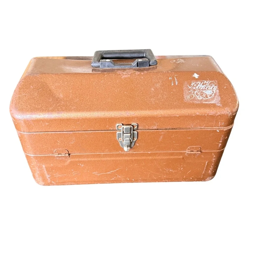 Vintage My Buddy Metal Tackle Box Cantilever Tool Chest Copper  Industrial Case